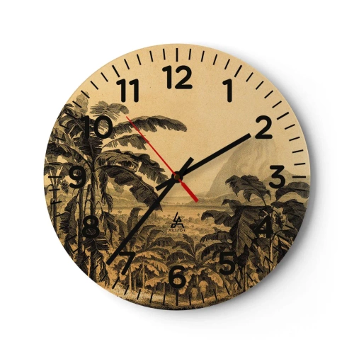 Relógio de parede - Relógio em vidro - num clima colonial - 40x40 cm