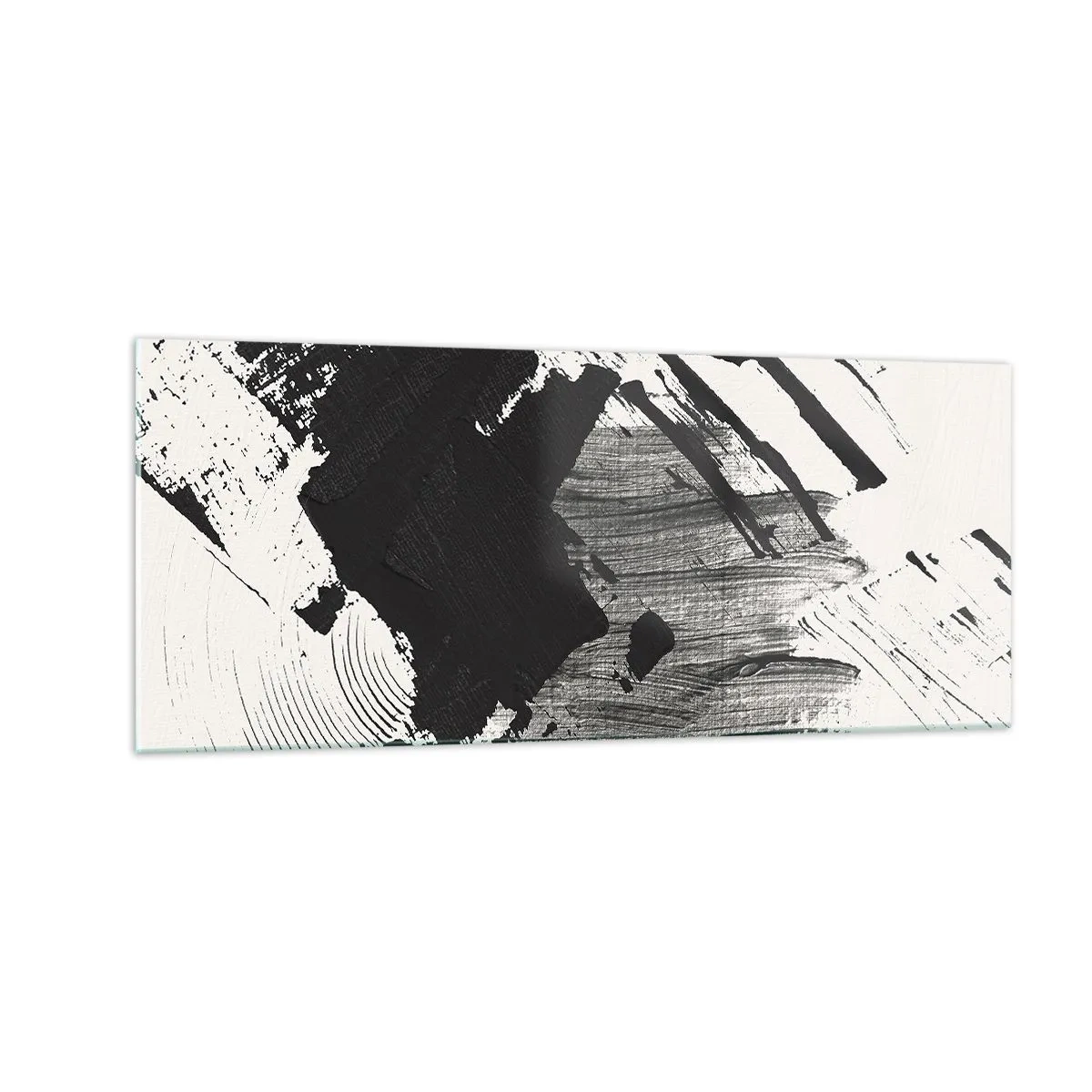 Quadro em vidro - Abstração – expressão do preto - 100x40 cm