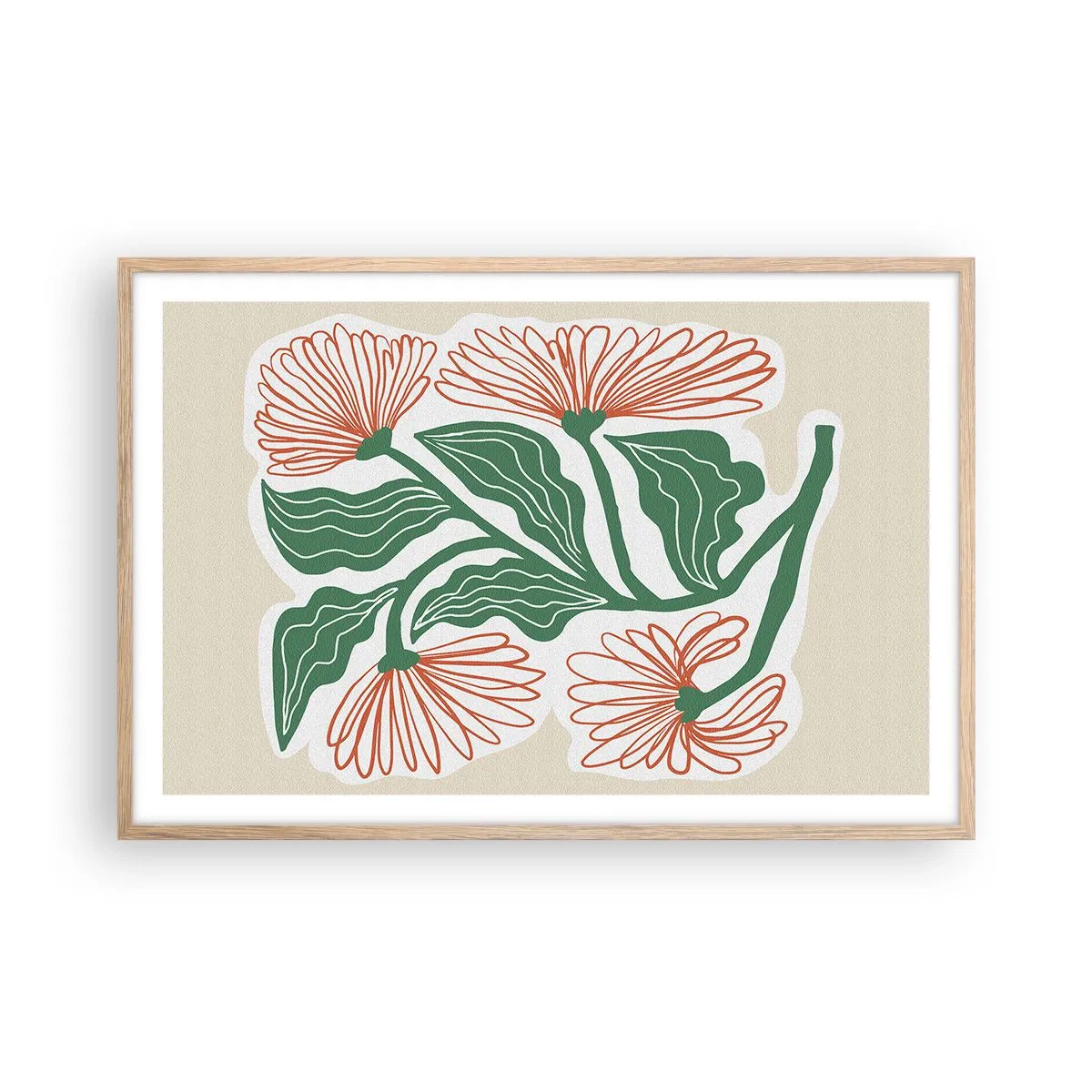 Pôster com moldura de carvalho claro - Folclórico e moderno - 91x61 cm