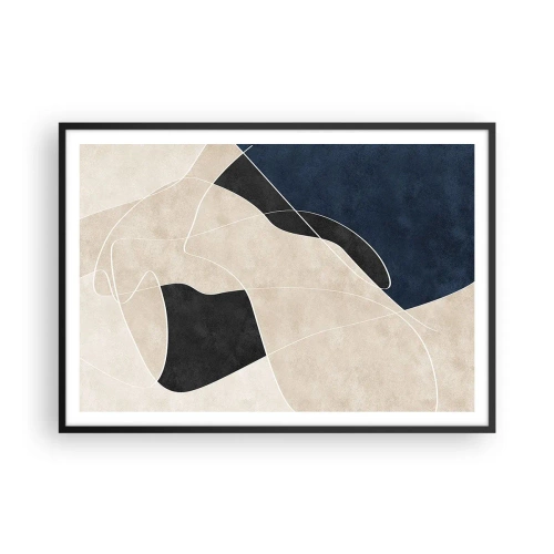 Pôster com moldura preta - Composição abstrata – contraste de cores - 100x70 cm