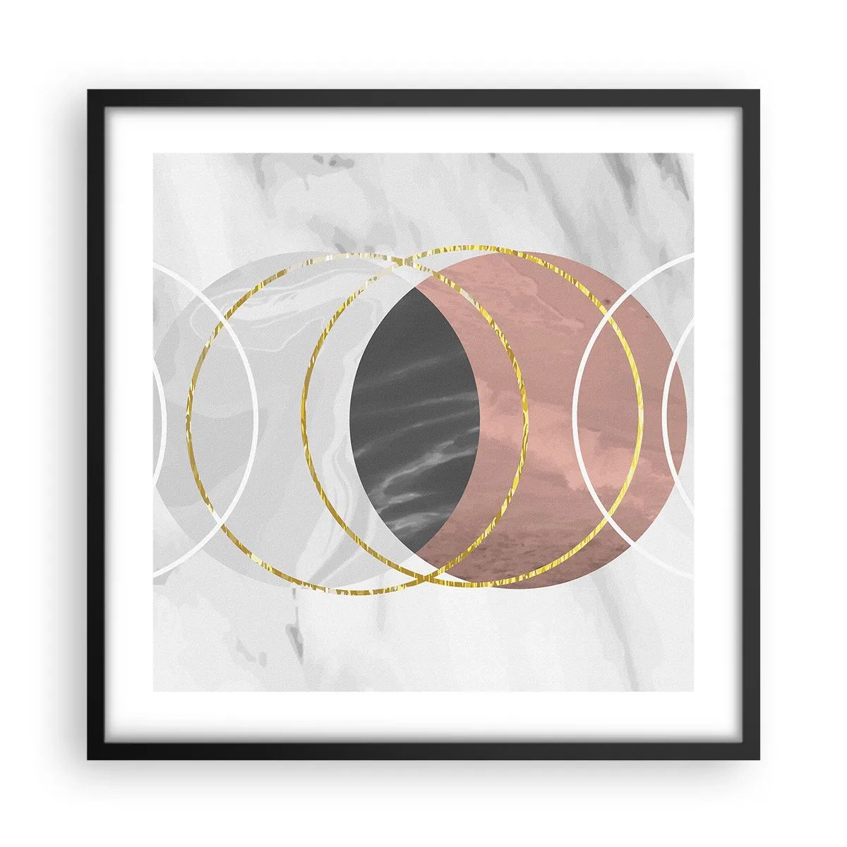 Pôster com moldura preta - Música das esferas - 50x50 cm