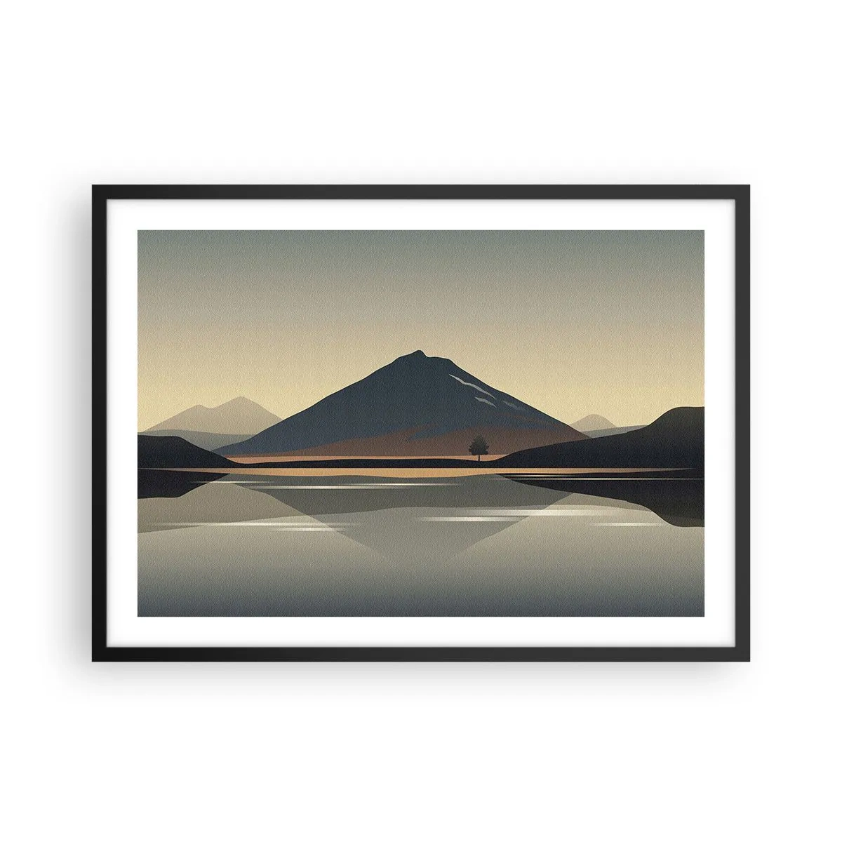 Pôster com moldura preta - Reflexo de espelho - 70x50 cm