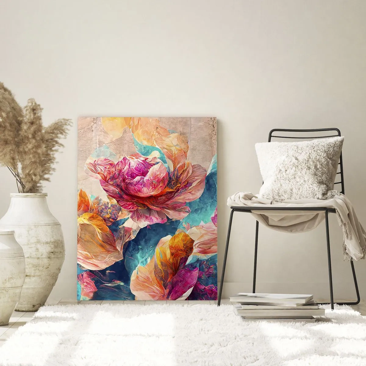 Quadro em vidro - Esplendor colorido do buquê - 50x70 cm