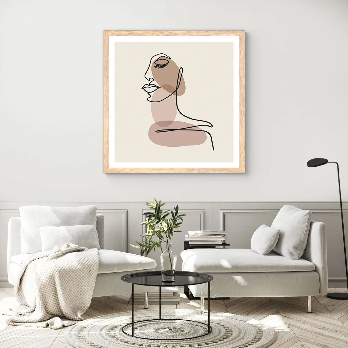 Pôster com moldura de carvalho claro - Ouvindo-se a si própria - 50x50 cm