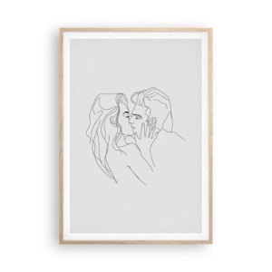 Pôster com moldura de carvalho claro - Com a mesma linha - 70x100 cm
