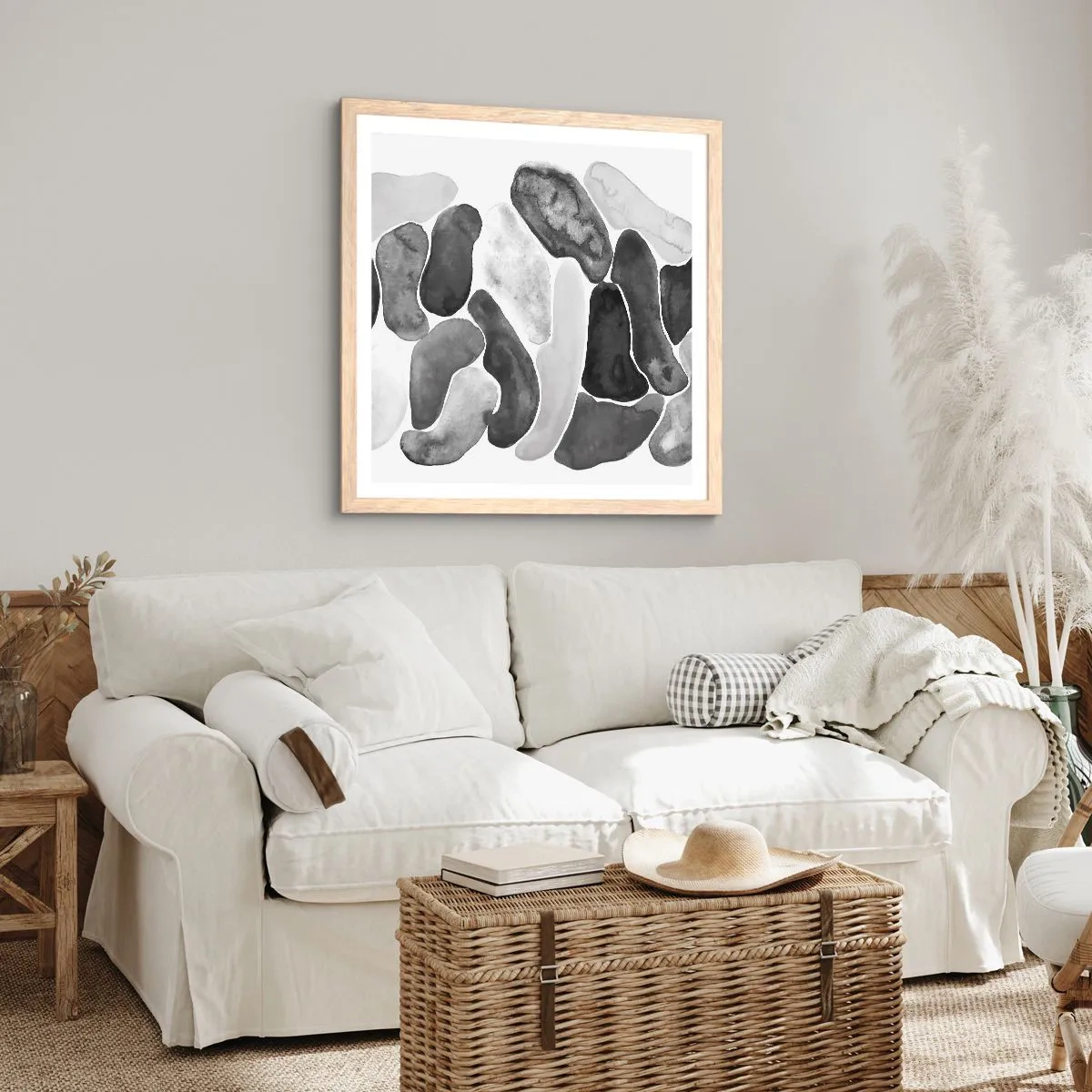 Pôster com moldura de carvalho claro - Abstração rochosa - 40x40 cm