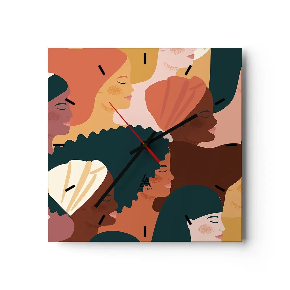 Relógio de parede - Relógio em vidro - Apenas feminilidade - 30x30 cm