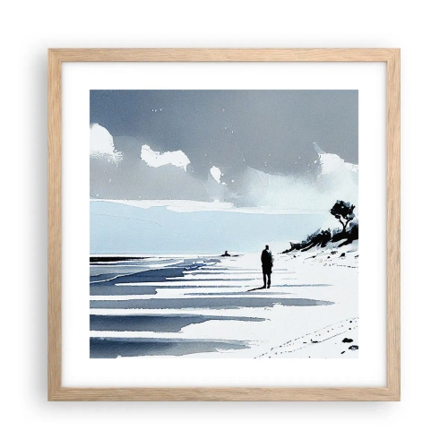 Pôster com moldura de carvalho claro - Sozinho - 40x40 cm