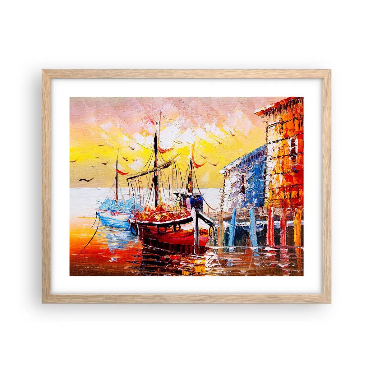 Pôster com moldura de carvalho claro - Feliz retorno - 50x40 cm