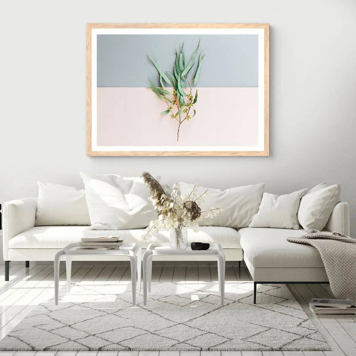 Pôster com moldura de carvalho claro - Sutileza pastel - 70x50 cm