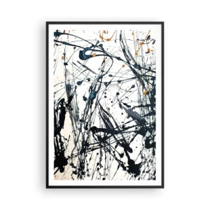 Pôster com moldura preta - Abstração expressionista - 70x100 cm
