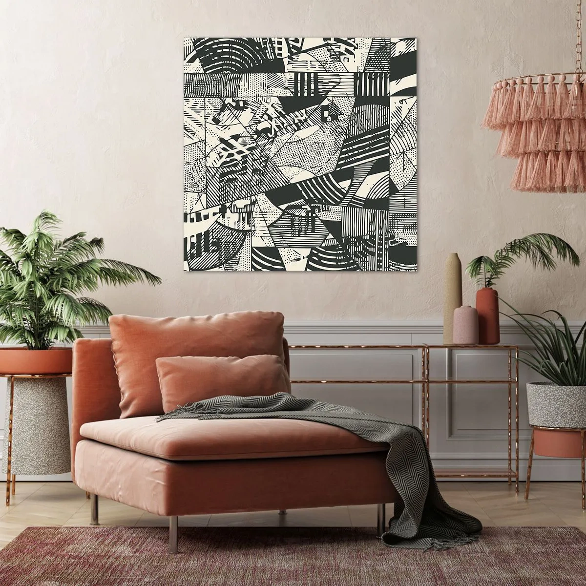 Quadro em tela - A dinâmica do presente - 40x40 cm