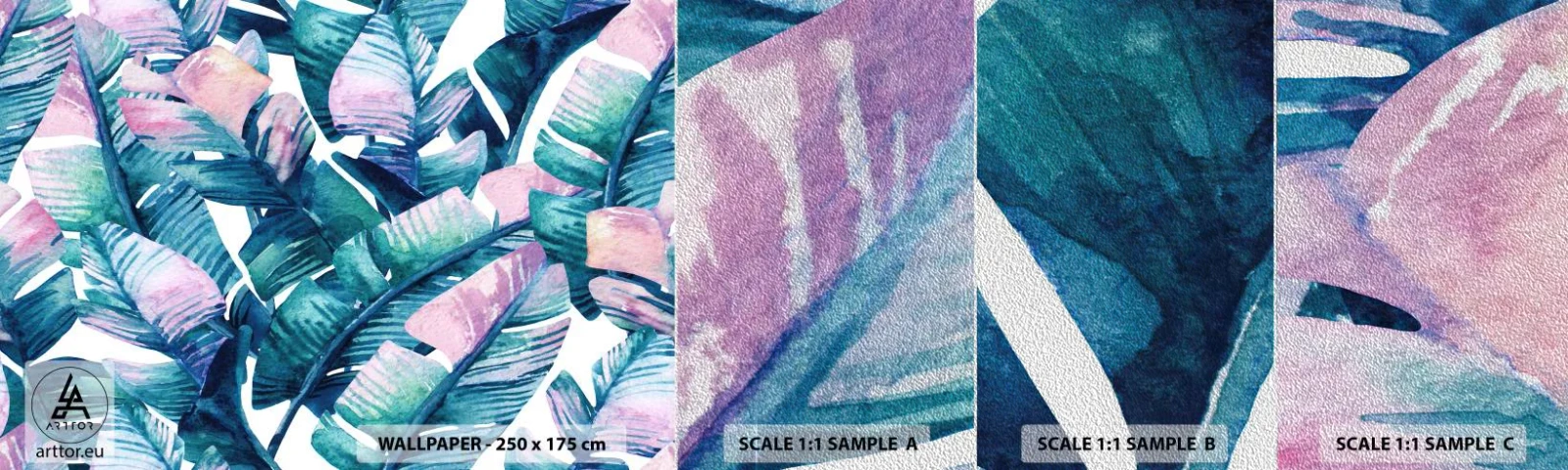 Amostra de papel de parede Premium Sand - Em um bananeiro - Abstração, Folhas, Pedaço - 100x30 cm