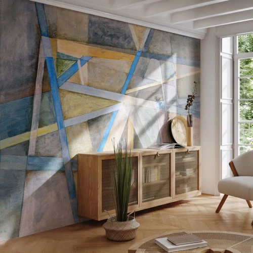 Papel de Parede Premium Sand - Em linha reta ou na diagonal? - Abstração, Pedaço, Padrão Moderno - 400x280 cm