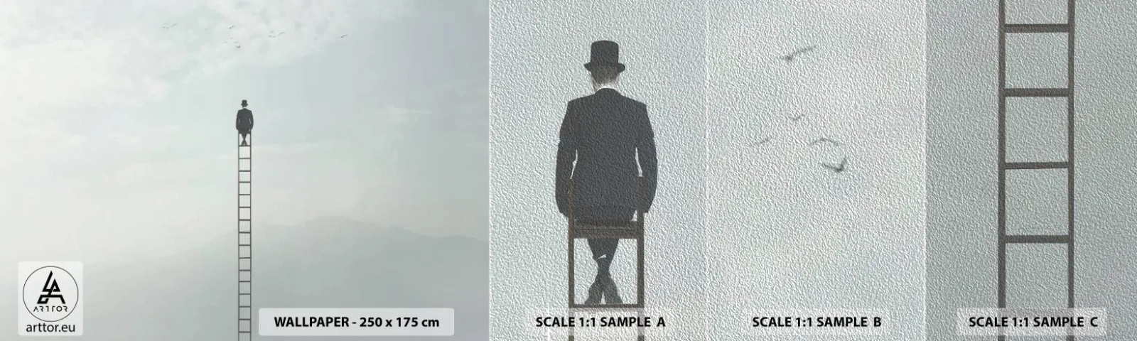 Amostra de papel de parede Premium Sand - Vá além - Abstração, Homem, Pedaço - 100x30 cm