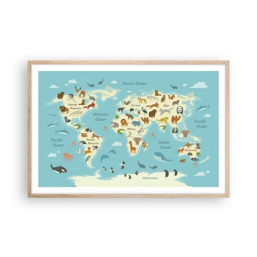 Pôster com moldura de carvalho claro - Bons vizinhos - 91x61 cm