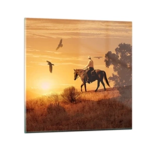 Quadro em vidro - Sozinho em toda a pradaria - 60x60 cm