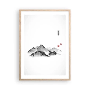 Pôster com moldura de carvalho claro - Para além do vale - 50x70 cm