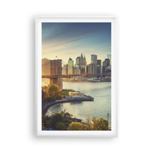 Pôster em moldura branca - O amanhecer da cidade grande - 61x91 cm