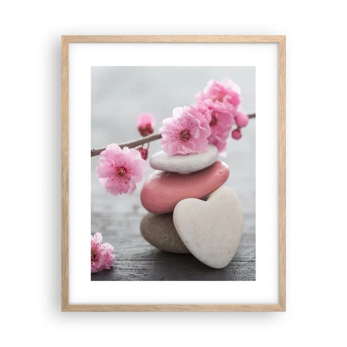 Pôster com moldura de carvalho claro - Flor de cerejeira - 40x50 cm