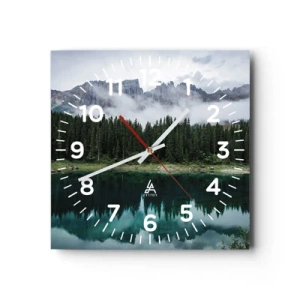 Relógio de parede - Relógio em vidro - Calma, silêncio, não vamos acordar a água... - 40x40 cm