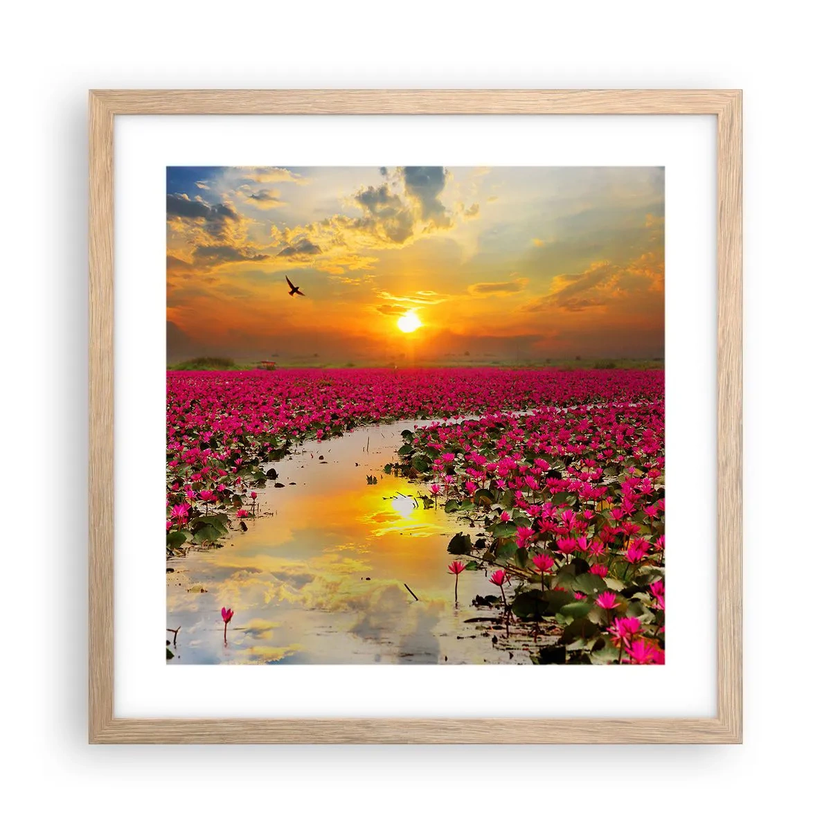 Pôster com moldura de carvalho claro - A vida secreta do lago - 40x40 cm