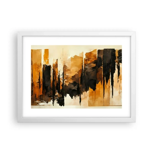 Pôster em moldura branca - Harmonia de preto e dourado - 40x30 cm