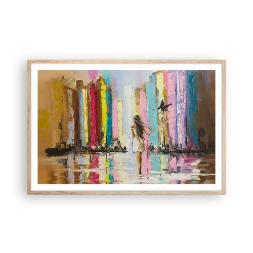 Pôster com moldura de carvalho claro - Segue-me - 91x61 cm