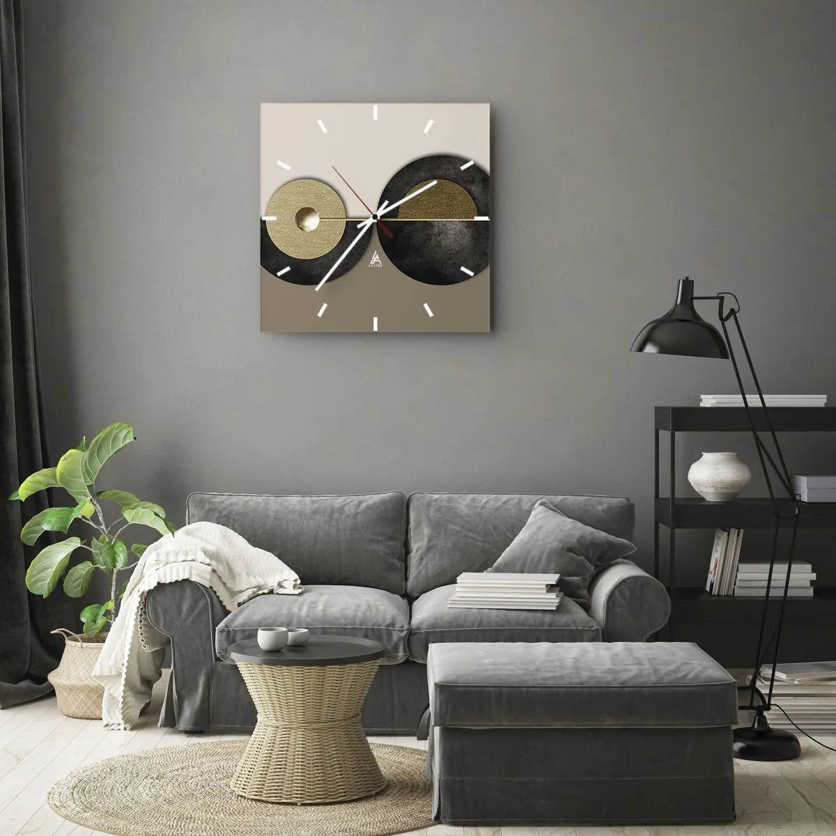 Relógio de parede - Relógio em vidro - Variações ao redor do círculo - 40x40 cm