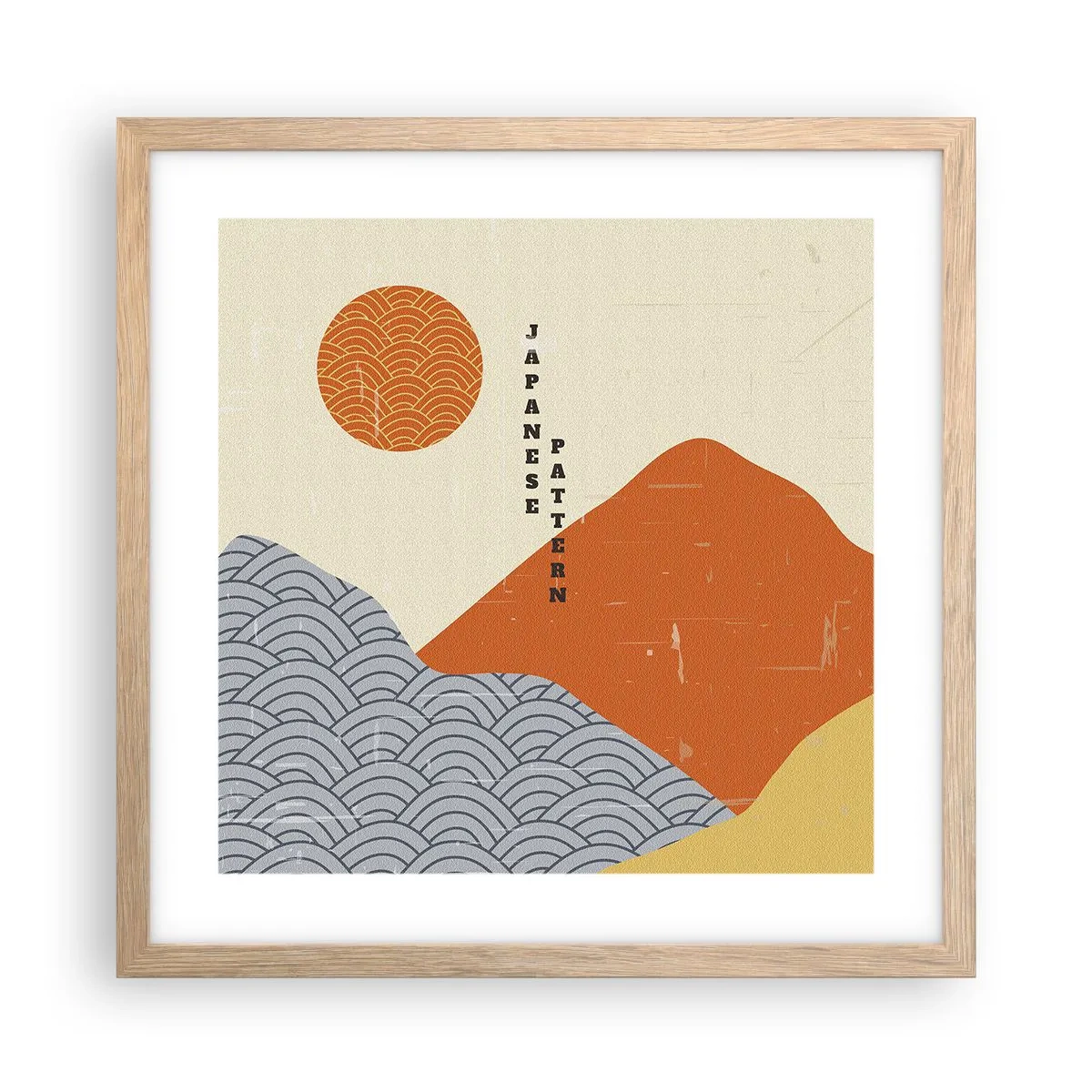 Pôster com moldura de carvalho claro - No espírito japonês - 40x40 cm