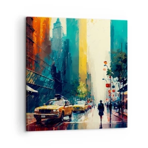 Quadro em tela - Nova York – até a chuva é colorida aqui - 60x60 cm