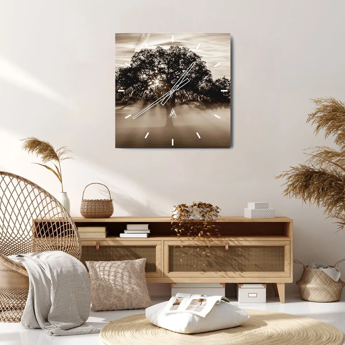 Relógio de parede - Relógio em vidro - Uma árvore só de boas notícias - 40x40 cm