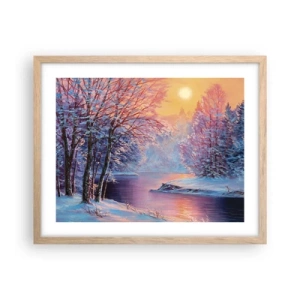 Pôster com moldura de carvalho claro - Cores do inverno - 50x40 cm