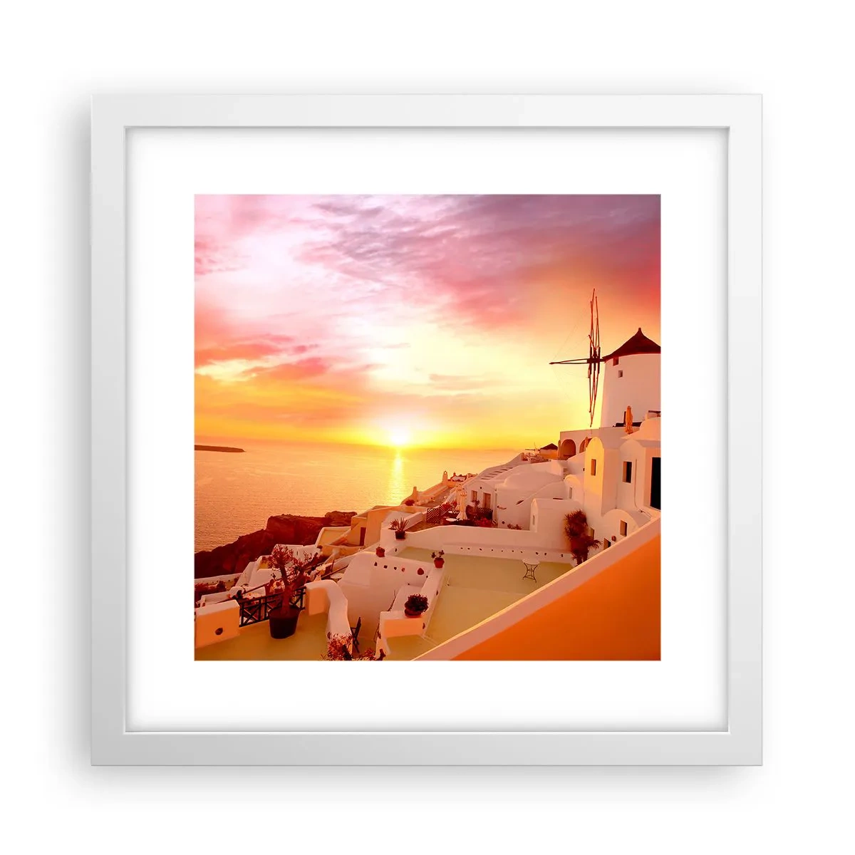 Pôster em moldura branca - Derreter em branco e ouro - 30x30 cm