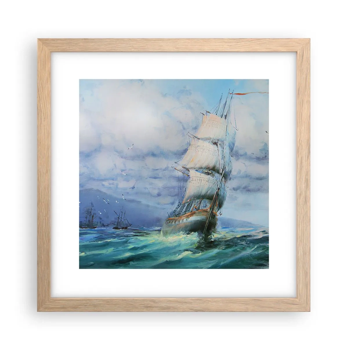 Pôster com moldura de carvalho claro - Bons ventos - 30x30 cm
