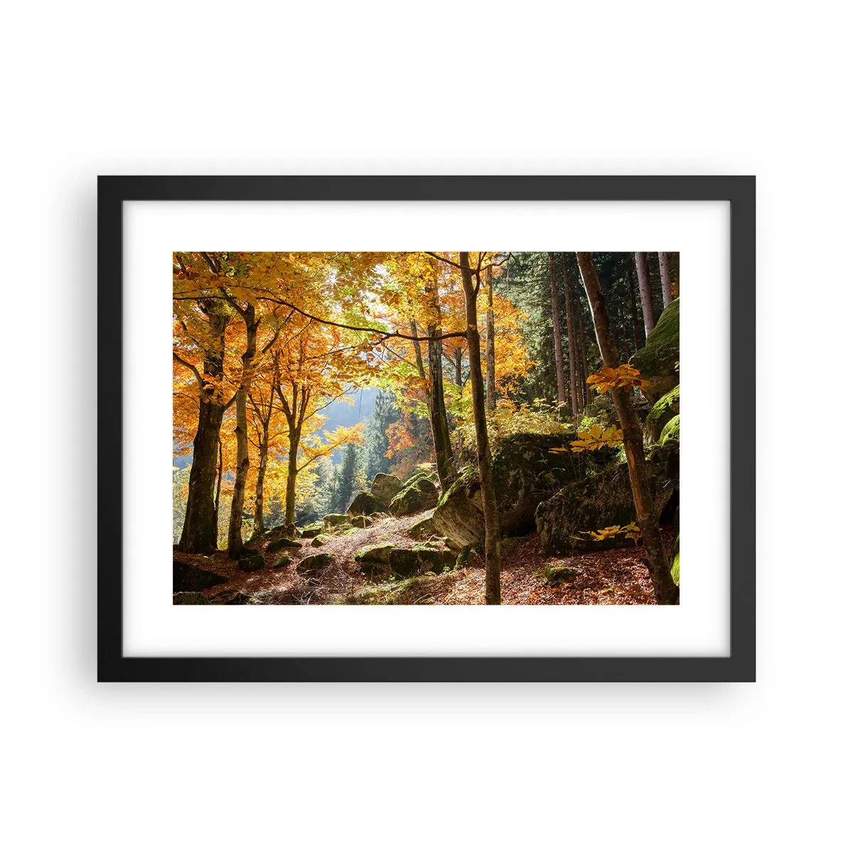 Pôster com moldura preta - Tempo para descansar - 40x30 cm