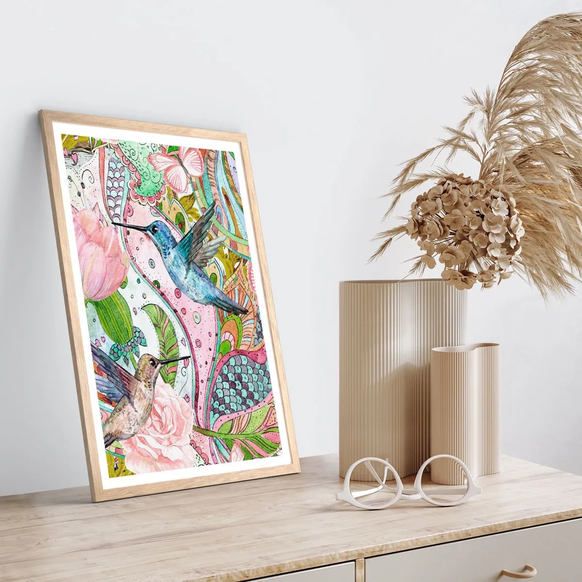 Pôster com moldura de carvalho claro - Emaranhados em trepadeiras - 70x100 cm