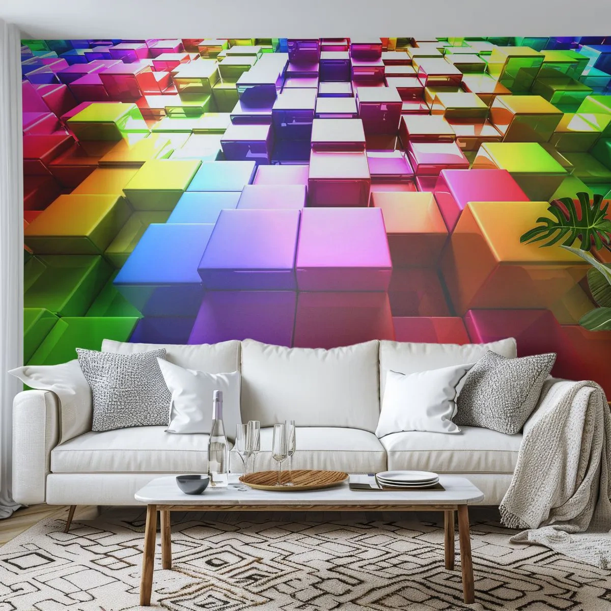 Papel de Parede Autocolante Deluxe Sticker - Op-art juntos como uma equipa - Abstração, Gráficos, 3D - 250x175 cm