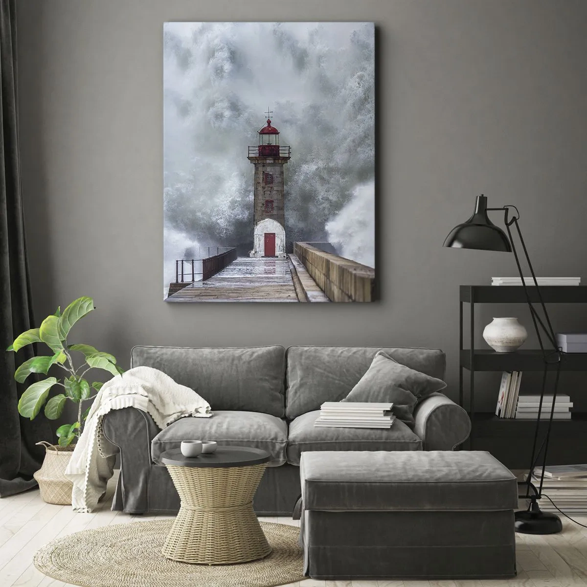 Quadro em tela - O rugido das águas, o som do vento - 55x100 cm