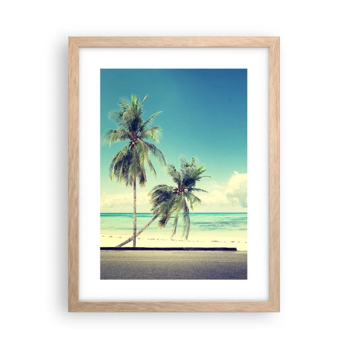 Pôster com moldura de carvalho claro - Está na hora das férias - 30x40 cm