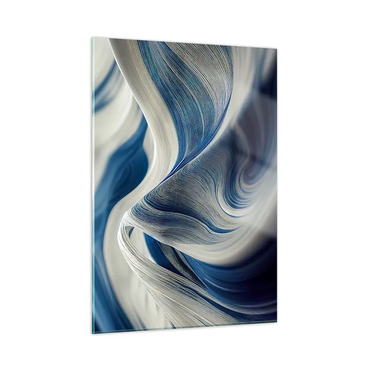 Quadro em vidro - A fluidez do azul e do branco - 50x70 cm
