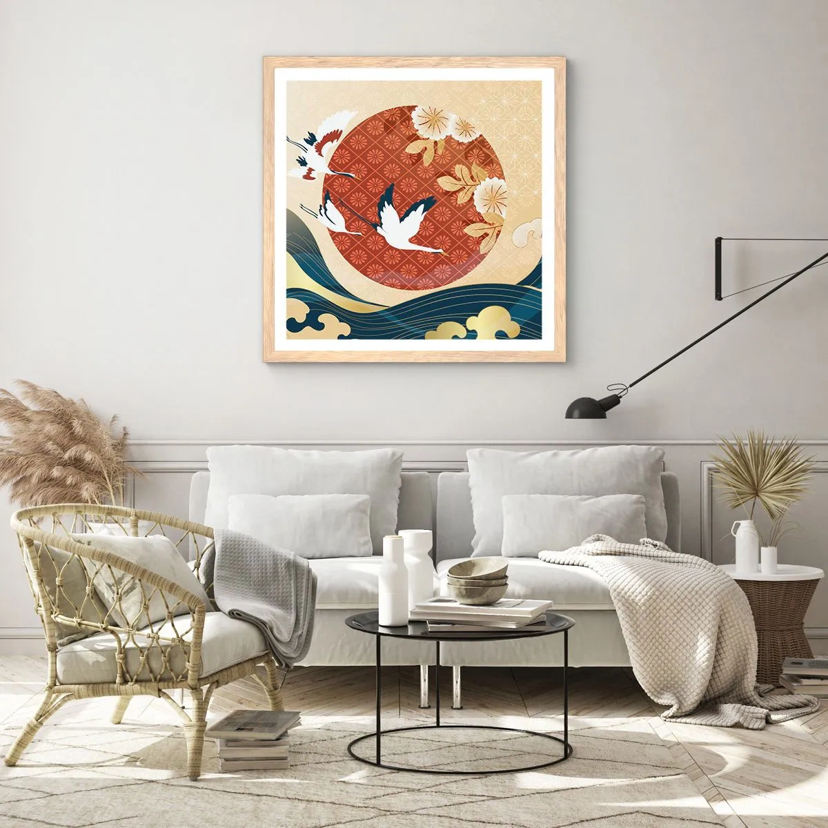 Pôster com moldura de carvalho claro - Conto de fadas japonês - 40x40 cm