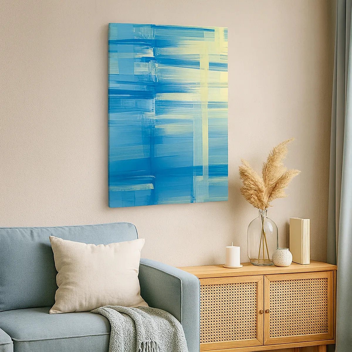 Quadro em tela - Composição em turquesa - 50x70 cm