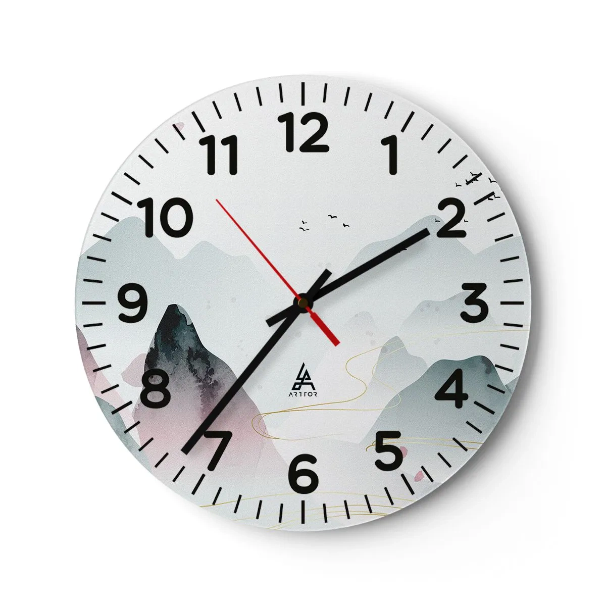 Relógio de parede - Relógio em vidro - Acima dos picos - 40x40 cm