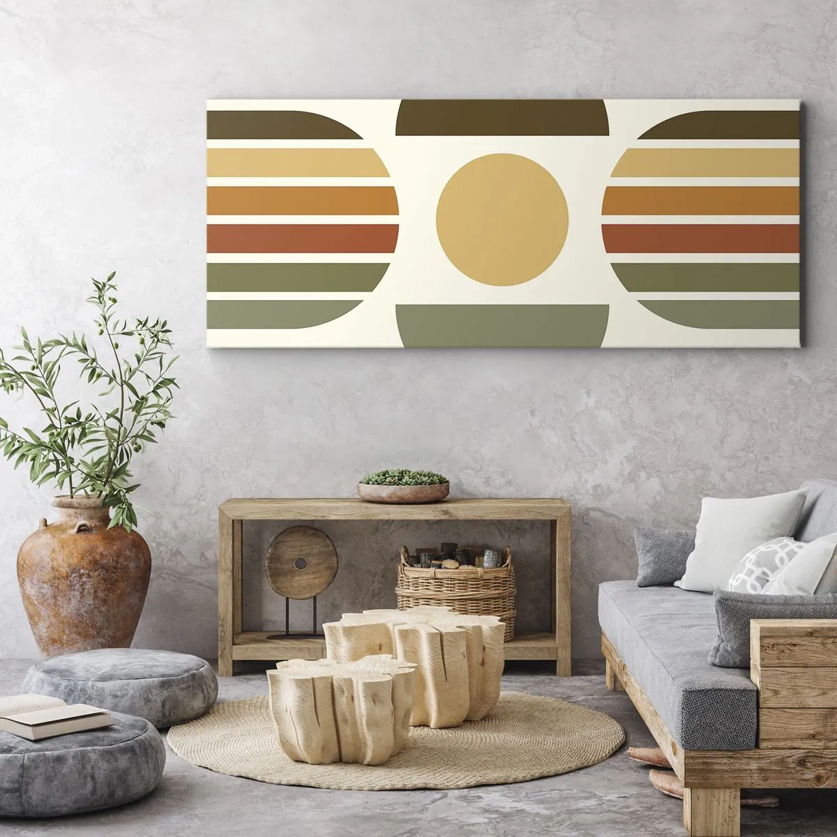 Quadro em tela - Em tons terrosos - 100x40 cm