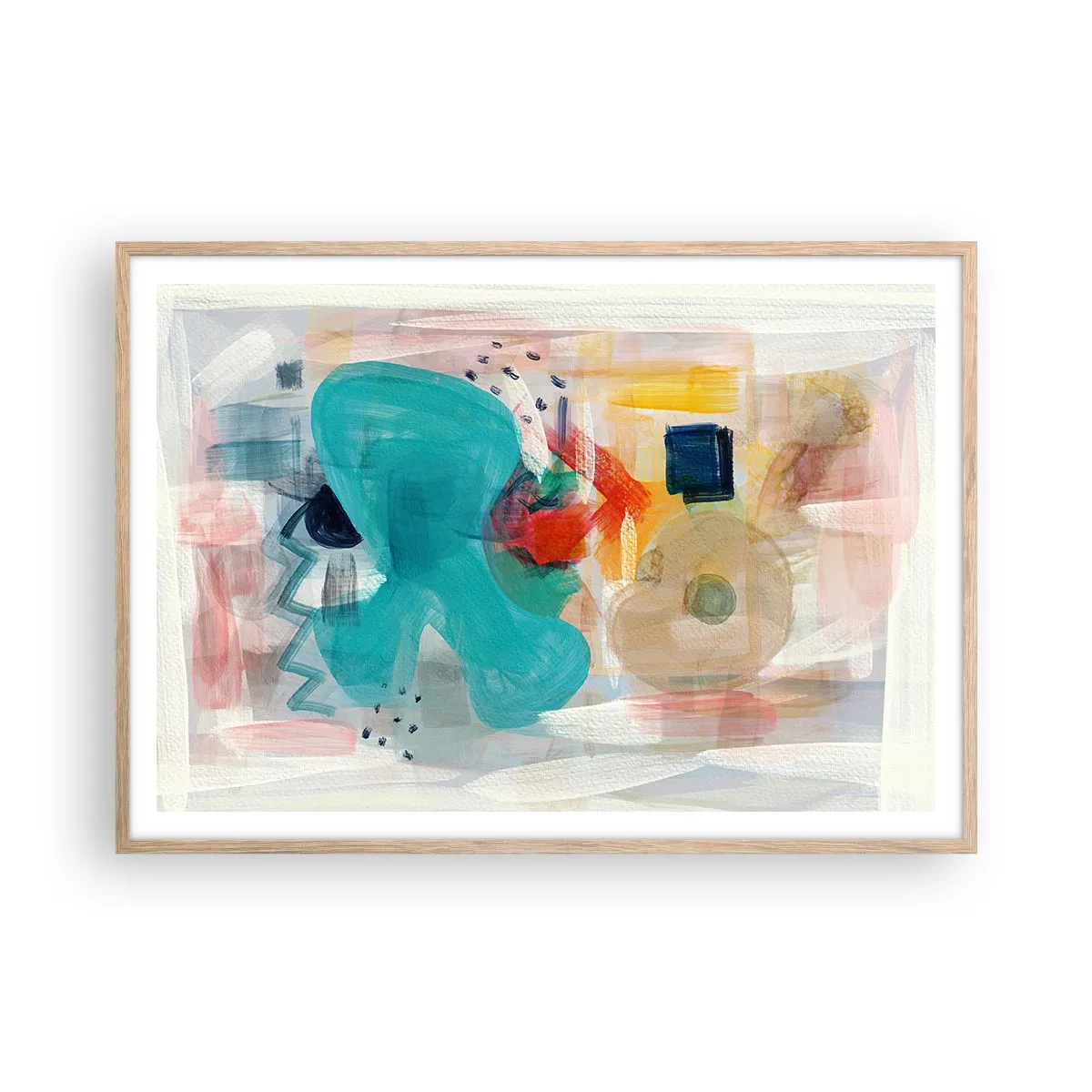 Pôster com moldura de carvalho claro - Jogo colorido - 100x70 cm