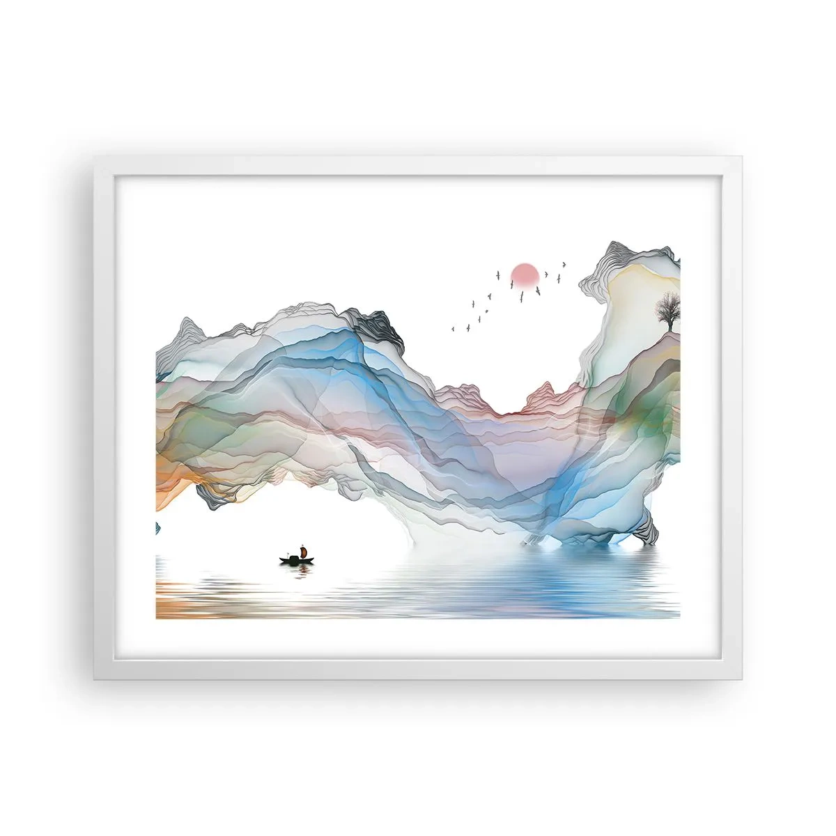 Pôster em moldura branca - Em direção às montanhas de cristal - 50x40 cm
