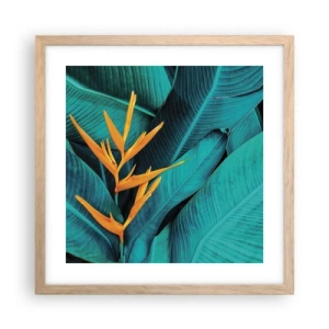 Pôster com moldura de carvalho claro - Flor do Éden - 40x40 cm