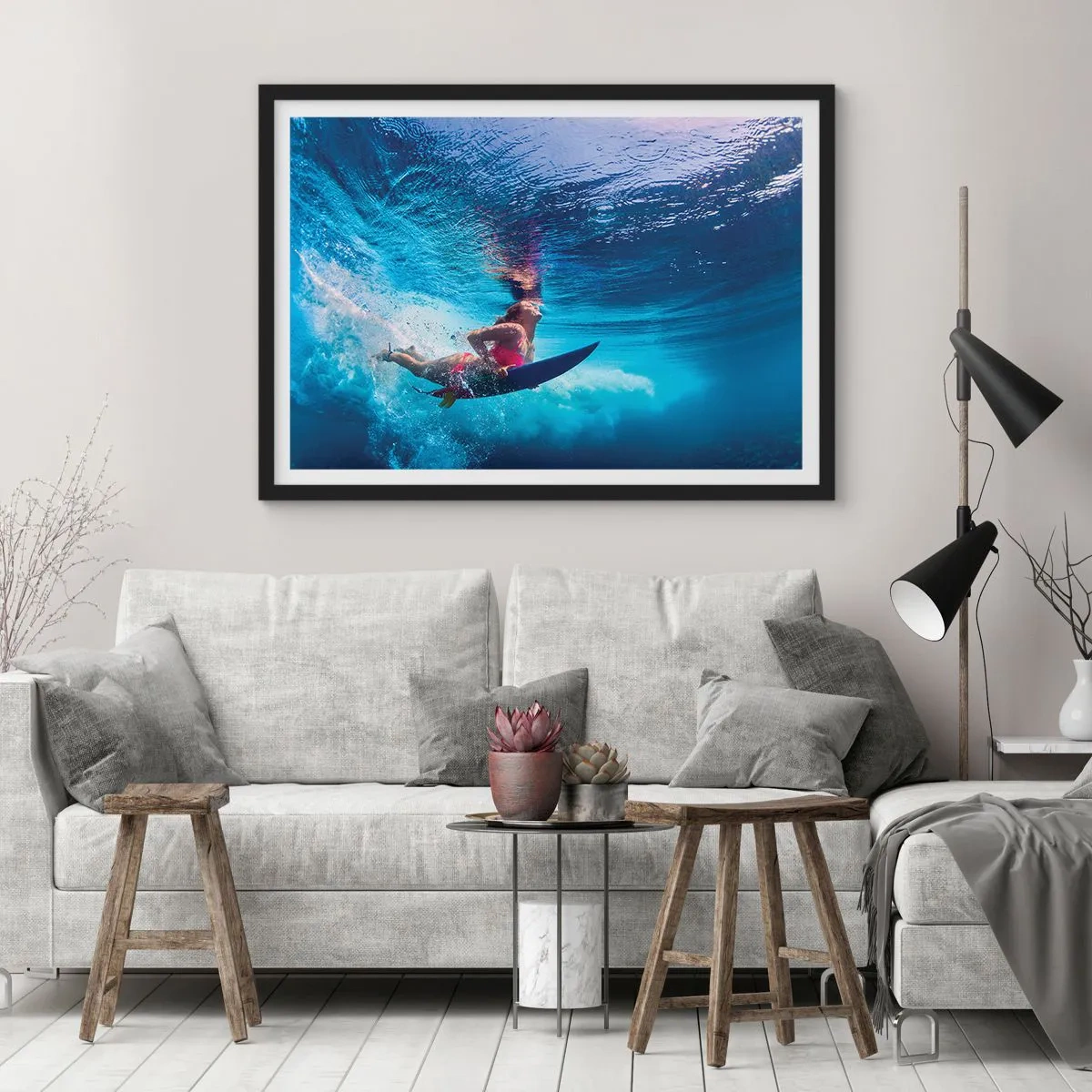Pôster com moldura preta - Profundidade da alegria - 70x50 cm