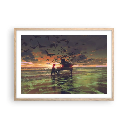 Pôster com moldura de carvalho claro - Um concerto de piano e ondas - 70x50 cm